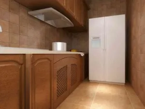 中式风格厨房原木色橱柜效果图  厨房整体橱柜效果图