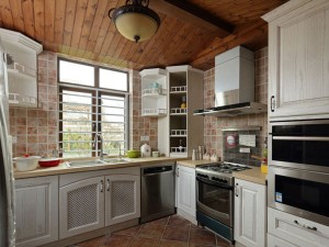 欧式乡村风格厨房实木组合橱柜装修效果图