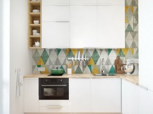 极简风格小厨房定制实木橱柜效果图   纯白色橱柜门板图片