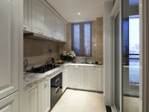 小厨房整体定制橱柜家装效果图 白色L型橱柜图片