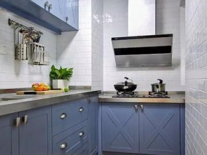 蓝色厨房装修效果图 小户型橱柜设计图大全