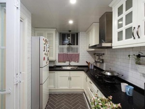 美式风格厨房装修效果图大全 黑白色橱柜设计图大全
