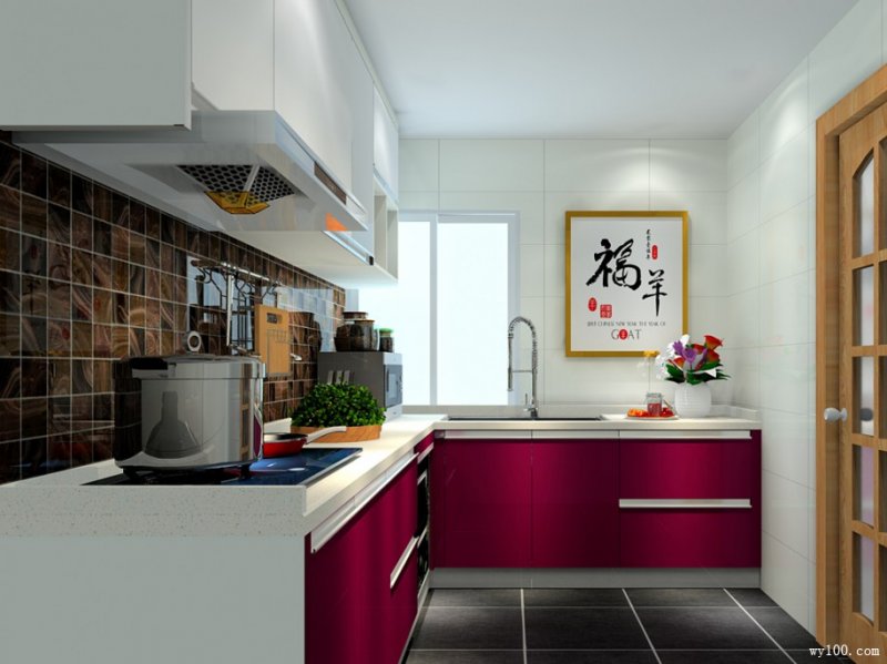 维意定制图片 L字型厨房效果图5㎡一种时尚简约的美感_5