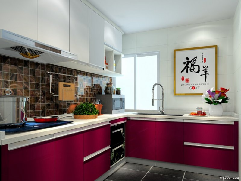 维意定制图片 L字型厨房效果图5㎡一种时尚简约的美感_1