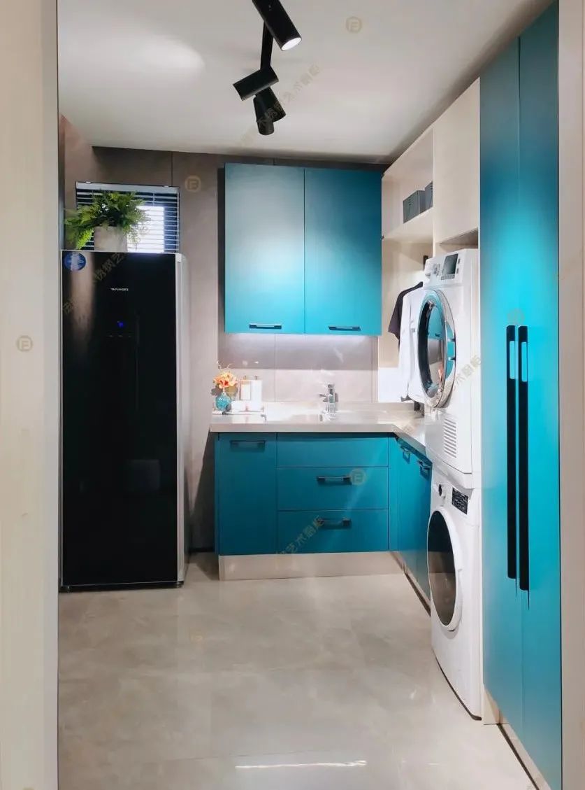 法迪奥不锈钢艺术厨柜图片 蓝色系橱柜产品效果图_7