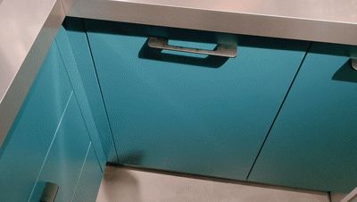 法迪奥不锈钢艺术厨柜图片 蓝色系橱柜产品效果图_22