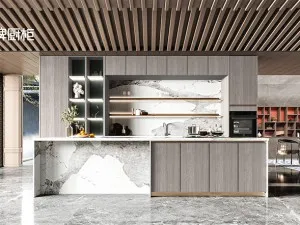 金牌厨柜 云素系列新中式厨房装修效果图